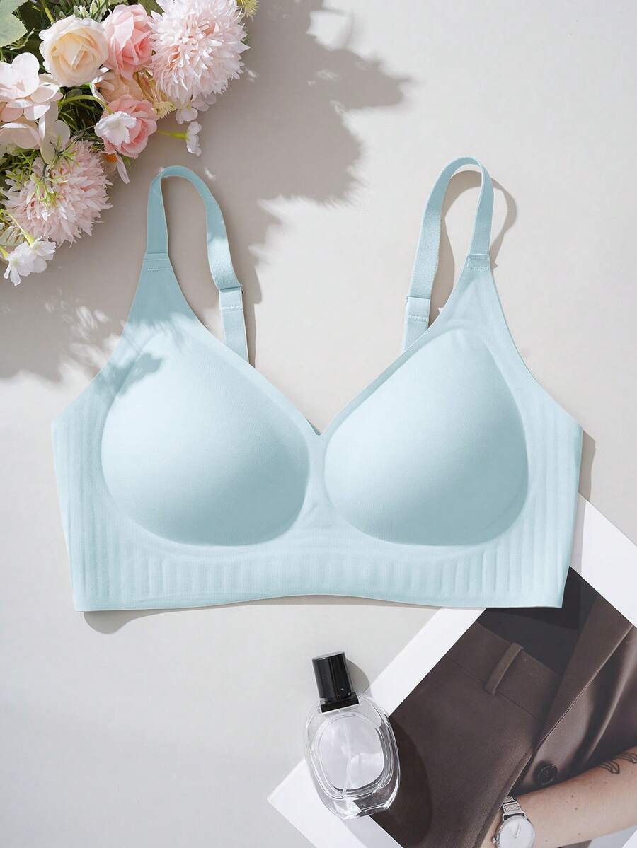 Áo ngực không gọng, liền mạch, mềm mại, thoải mái và thời trang dành cho nữ, phù hợp cho mọi mùa và mặc hàng ngày. - Màu xanh lam - Xem 1