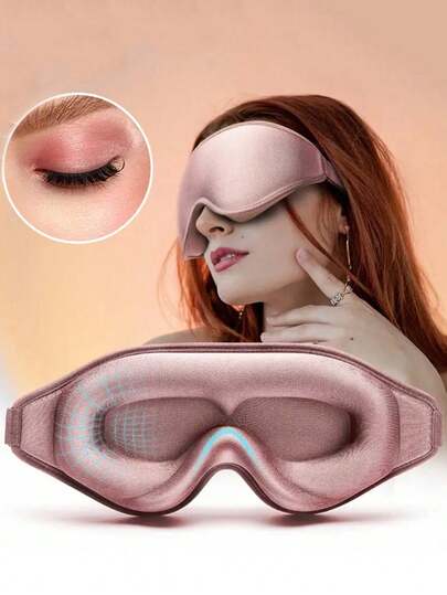 3D Silk Sleep Eye Mask, 100% Blackout, Adjustable & Comfortable Fit, Ultra-Soft Smooth Silk Material, Suitable For Sleeping, Travel, Napping, Office, Study, Home, Meditation And More