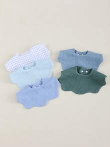 5条/包 婴儿时尚围兜，柔软穆斯林棉吸水透气拍嗝巾 - 藍色 - 查看 2