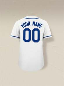 Plus Size & Customizable White Baseball Jerseys For Men, Personalize With Name And Number,This Baseball Jersey Is Designed In A Relaxed Regular Fit. - White - View 3