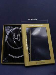 5pcs Luxury Royal Style Floral Design Bridal Wedding Jewelry Set, Handset White Cubic Zirconia, Including Necklace, Bracelet, Earrings, Ring, Suitable For Daily Wedding Wear, Wedding Anniversary Gift (Comes In Gold Gift Box) - Flower Bridal Set - View 9