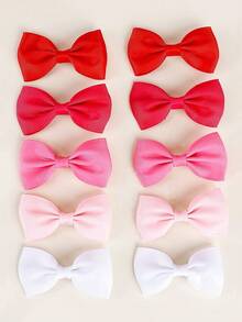 10 piezas Clips de pelo con moños para el Día de San Valentín para niñas, Clips de cocodrilo rosa rojo, Horquillas de tela de unicolor, Accesorios de pelo lindos para regalos de cumpleaños de niñas, Primavera Verano Diario - Multicolor - Ver 2