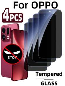 4pcs Privacy Tempered Glass Screen Protector For OPPO, Anti-Spy, Full Coverage, Smooth Surface, High Clarity & Hardness, Anti-Fingerprint, Anti-Scratch, Anti-Oil, Anti-Drop, Easy Installation, No Edges, No Bubbles, Compatible With Phone Cases - Black - View 147
