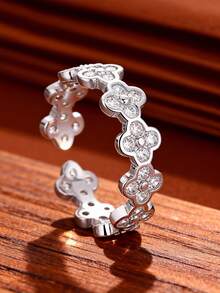 1pc Fashionable Glossy Water Drop Open Ring, Copper Material With Zirconia Stone, Adjustable Finger Ring, Suitable For Women As Gift Or Daily Wear - Multicolor - View 11