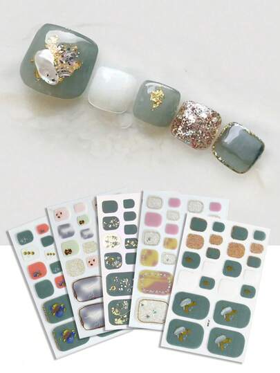 110 pegatinas sencillas para uñas de los pies, pegatinas para uñas de los pies de estilo fresco, pegatinas para uñas de los pies con estampado en caliente de oro lujoso, pegatinas para uñas de los pies de plata brillante con purpurina, pegatinas para uñas de los pies de diamantes de cristal, pegatinas para uñas de los pies con estampado floral teñido, pegatinas brillantes holográficas para uñas de los pies, pegatinas sencillas para uñas postizas, pegatinas para uñas con purpurina de estilo gótico de cobertura total, adecuadas para suministros de uñas para reuniones diarias de mujeres