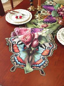 1 pièce Chemin de table en polyester, impression numérique 2D délicate avec motif lavande et papillon, ambiance fraîche de printemps/été, convient pour toutes les saisons, peut être utilisé comme décoration de table de cuisine/salle à manger, décoration de chambre, nappe rose, bureau, table basse, coiffeuse, set de table, tapis de pique-nique pour salon, chambre, jardin, intérieur/extérieur, mobilier d'extérieur, camping, villa, fête de famille, fête, décoration de mariage, disponible en plusieurs tailles - Multicolore - Voir 4