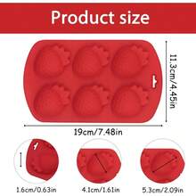 3D Strawberry Baking Mold Chocolate, 6 - Cavity Strawberry Silicone Cake Pan Molds, Fruit Snack Molds Silicone Candle Making Soap Cube Candy Gummy Fondant, Set Of 2, Red - 紅色-QY129 - 查看 2