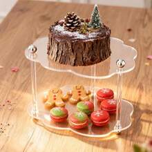 1pc Transparent Acrylic Cake Stand, Multi-Shape Double-Layer Dessert Display Rack, Suitable For Bakery, Store, Home, Party, Modern Style Display Rack - Clear - View 2