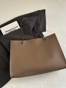 时尚大容量手提包，个性简约单肩包，链条腋下包 - 彩色 - 查看 14