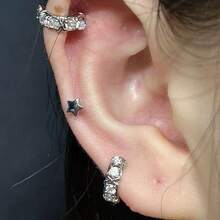 1只不锈钢镶嵌锆石耳环，适合耳软骨、耳廓、耳垂穿孔 - 如圖 - 查看 4