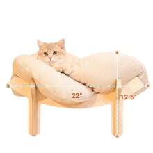 In Stock Wooden Petal Pet Bed Pad, Warm Winter Cat Bed For Small Dogs, Elegant Wooden Indoor Cat Bed, Soft Plush Cat Sofa Bed, Wooden Cat Climbing Frame, Round Wooden Cat Bed, Pet Supplies - White - View 5