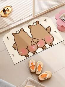 1 Pair Capybara Silhouette Funny Cartoon Bath Mat, Absorbent And Suitable For Bathroom, Toilet, And Entryway - Bath Mat, Bathroom Rug, Door Mat, Small Rug, Carpet, Mat, Home Decor, Area Rug, Outdoor Mat, Bedroom Carpet, Washable Rug - Multicolor - View 1