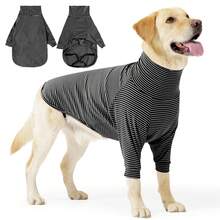 Dog Stripe Pajamas,Soft Fleece Pullover Pajamas For Medium Large Dogs,Pet Long Sleeve Suit,Protecting Dog's Front Leg Arm Wounds - Multicolor - View 16