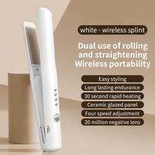 2-In-1 Wireless Mini Portable Hair Straightener & Curler, Ceramic Coated Wireless Straightener, USB Charging, 4 Temperature Settings, Up To 30 Min Continuous Use, Suitable For Travel, Party, Home, Dorm, Great Gift, With 2600mAh Battery - Multicolor - View 14