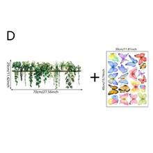 1/5件装绿色植物藤蔓盆栽和蝴蝶墙贴，可移除自粘PVC防水植物主题贴纸，适用于卧室、厨房、书房和室内家居装饰。 - 彩色 - 查看 14