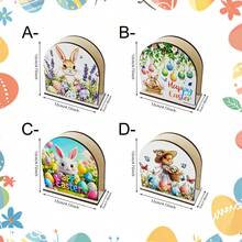 1/4pcs Wooden Easter Napkin Holder Arch Shape Bunny And Eggs Design Free Standing Tissue Dispenser For Kitchen Countertop Dining Table Spring Holiday Party Home Decor - Multicolor - View 5