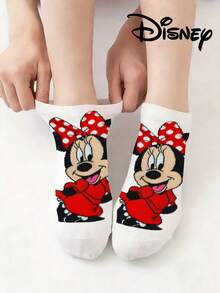 Disney 5双装女士短袜，礼品装，夏季袜子，卡通图案袜子，印有米奇、米妮、唐老鸭、黛丝等图案，舒适透气，时尚新颖袜子 - 彩色 - 查看 3