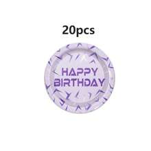 10pcs/20pcs/50pcs/80pcs,Hallyu Theme Party Supplies Set, Including Purple Lightning Crack Plate, Napkin And Paper Cup, Suitable For Korean Animation Birthday Party Decoration, Baby Party And Tableware Arrangement,Kpop Birthday Party 7inch And 9inch Paper Plates,9oz Paper Cups And Tissues Decorations - 彩色 - 查看 10