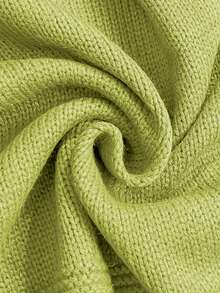V-Neck Contrast Color Floral Embroidery Single-Breasted Casual Knit Vest, Spring/Summer - Lime Green - View 8