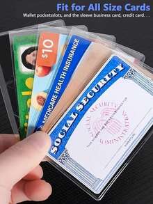 10片装高品质透明卡套保护膜，适用于社保卡、身份证、明信片、医保卡和信用卡。采用耐用塑料材质，坚固耐用，可重复使用。 - 彩色 - 查看 5