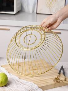 1个豪华水果篮，圆形镂空大容量设计，快速排水，现代创意装饰，适用于客厅茶几，耐用家居饰品零食托盘 - 彩色 - 查看 7