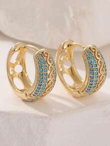 1对女士优雅仿绿松石圈形耳环，波西米亚风，饰以仿绿松石珠子，情人节礼物，派对及生日礼物 - 耳環 - 查看 4