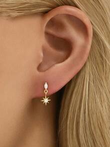1件装 316不锈钢金色星星吊坠内螺纹唇钉 | 耳骨钉 | 男女通用低过敏性日常耳环 - 多款式 - 查看 7