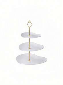 3-Tier Heart Shaped Cake Stand For Creative Wedding, Birthday Party, Candy, Dessert, Afternoon, High Tea ,Valentines Wedding, Birthday,Easter,Party Favors, Parties, Valentine'S Day, Black Valentine DAY, Valentines Wedding - 白色 - 查看 5