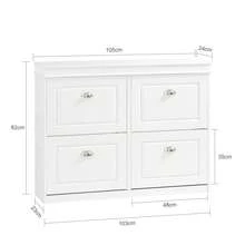 SoBuy 四門鞋櫃，鞋架，八層鞋櫃，鞋箱，鞋子收納櫃，白色，尺寸約為 105x82x24 厘米（寬x高x深），型號 FSR79-W，白色中密度纖維板 (E1)，105x24x83 厘米 - 白色 - 查看 3