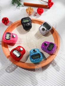 1 Electronic Ring Counter, Modern Rhinestone Decoration, 5-Digit Counter, Counting Prayer, Worship, And Exercise During Ramadan, And Gift Giving During Holidays. - Multicolor - View 1