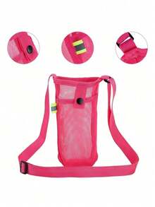 1个网格图案保温杯套，便携简约设计，斜挎水瓶保护套，通用保温杯收纳袋 - 彩色 - 查看 4