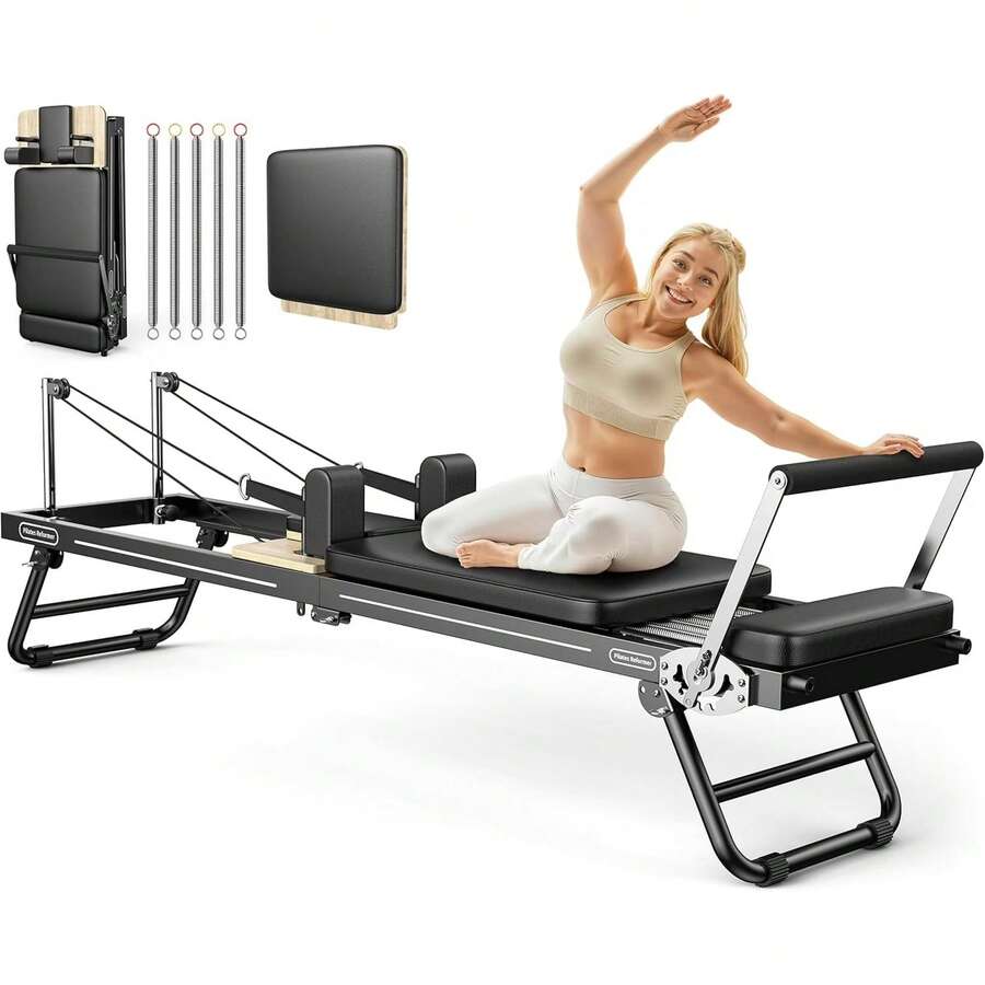 FLYBIRD Foldable Pilates Reformer, Pilates Machine & Equipment For Home Use, Pilates Exercise Equipment With Jump Board,Pilates Board - màu đen - Xem 1