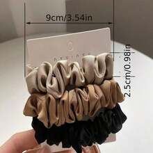 New Korean Style Elegant Satin Scrunchie Simple French Style Hair Tie Scrunchie - Màu be + Màu cà phê + Màu nâu - Xem 8