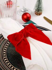 6pcs/12pcs Bow Napkin Rings, Velvet Fabric Napkin Holders, Red Napkin Rings, Simple Napkin Rings, Suitable For Hotel Tabletop, Wedding, Dinner Party, Elegant And Fashionable - Multicolor - View 4