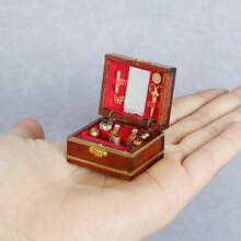 1pc 1:12 Scale Vintage Vanity Set - Luxury Jewelry Box Miniature Model, European Retro Palace Furniture, High-Precision Micro Landscape Art Display, Collectible Mini Art Creative Gift - Suitable For Birthday, Valentine's Day, Easter And Other Holidays - Multicolor - View 11