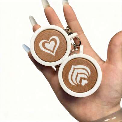 New 3D Printed Cappuccino Coffee Cup Clicker Keychain Decor Accessory - Recommended For Holiday Gifts, Birthday Gifts, Valentine's Day Gifts, Gifts