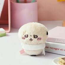 Miniso Móc khóa nhồi bông Rakko thuộc dòng Chiikawa, chất liệu nhồi bông mềm mại, có chi tiết thêu hình tia chớp, hình dạng khăn tắm, móc khóa trang trí ba lô và chìa khóa (1 chiếc) - Nhiều màu - Xem 4