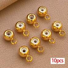 10pcs 18K Gold Plated Stopper Beads Positioning Spacer Beads, 3/4/5mm Silicon Rondelle Insert Brass Stopper Beads For Bracelets Jewelry Necklace Making - Multicolor - View 9