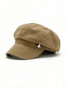 1顶纯色帽子，秋冬季，女士，日系简约高端四角星八角帽，复古优雅贝雷帽，圣诞节，新年，情人节礼物 - MM1049 - 查看 6