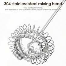 手持式电动奶泡器（不含电池），搅拌器，奶泡器，烘焙工具，不锈钢打蛋器，适用于制作咖啡奶泡、威士忌鸡尾酒、拿铁、卡布奇诺、星冰乐、抹茶和热巧克力 - 彩色 - 查看 5