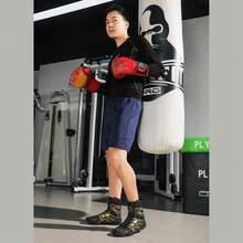 Zapatos de lucha para hombres con peso ligero, zapatos de boxeo Sdtdid hechos de microfibra de ante para gimnasio, levantamiento de pesas, culturismo, entrenamiento, etc. - Negro - Ver 10