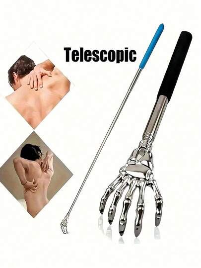 One Telescopic Back Scratcher/Massager, Telescopic Range 8.6-23.2 Inches, With Multiple Comfortable Grips, Portable Anti-Itch Tool, Back-To-School Season, Summer Essential, Gift, Small Present.