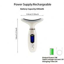 DENGXUN 1个可充电便携式手持颈部美容仪，加热式面部及颈部美容按摩器，家用电动面部及颈部按摩美容仪，面部及颈部理疗，LED光疗抗皱双下巴去除器，适合居家或旅行使用，家用面部护理护肤工具，圣诞节和情人节送给女性的绝佳礼物 - 彩色 - 查看 12