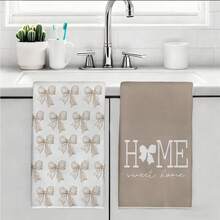 MEMNUN 2入奶茶色水彩蝴蝶結Home Sweet Home標語印花廚房抹布洗碗布 40*60cm/45*70cm 超細纖維聚酯纖維材質 現代柔軟抹布 手巾 家居裝飾 廚房裝飾 烹飪烘焙手巾 廚房配件 可機洗 清潔用品 適用於餐廳廚房、居家裝飾與禮品 全季節 - 彩色 - 查看 10