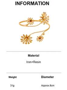 1pc Women's Fashion Bracelet, Sweet Beach Vacation 3D Openable Adjustable Chrysanthemum Flower Bracelet, Suitable For Spring/Summer Wear And Vacation - Golden - View 7