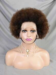 Afro Kinky Curly 13x4 Lace Front Wig For Women - 150% Density Human Hair Wig, Preplucked Realistic Hairline & Glueless Design, Natural Kinky Edges, Suitable For Everyone, Everyday Style Wig - Multicolor - View 14