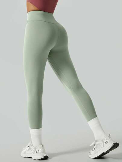 1 chiếc quần legging yoga nữ mềm mại, ôm sát, co giãn, thời trang, thoải mái, kiểu dáng tối giản, quần tập yoga thể dục, quần lửng nâng mông, giúp thon gọn vòng eo, thích hợp cho mùa xuân và thể thao.