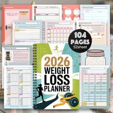 2026 Fitness & Weight Loss Planner Handbook, Daily Diet & Workout Log, Fat Loss Progress Tracker, Home Fitness Data Statistics Notebook - One - View 4