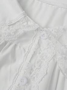 ii Loose Peter Pan Collar Long Sleeve Shirt White Spring - White - View 8