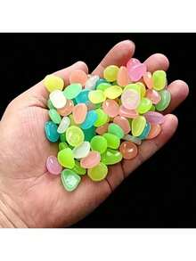 600颗发光花园石 - 树脂发光石，适用于小径、庭院和花盆，迷人的户外装饰，营造夜晚氛围，花园小径装饰 | 发光花园装饰 | 耐用花园石，花园装饰品 - A - 查看 2